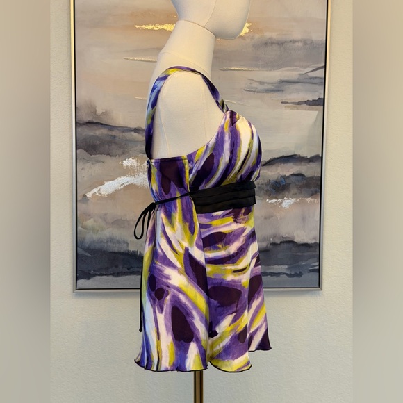 Vintage Y2K BCX Purple Abstract Babydoll Tank | Coquette Fairycore Empire Waist - Picture 6 of 14